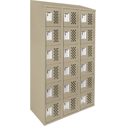 Assembled Lockerettes Clean Line Perforated Economy Lockers, 6 -tier, Bank of 3, 18" x 72" x 12", Steel Rideout Tool & Machine Inc.