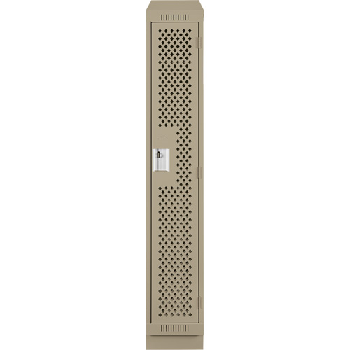 Clean Line Lockers, 12" x 12" x 82", Steel, Beige, Rivet (Assembled), Perforated Rideout Tool & Machine Inc.