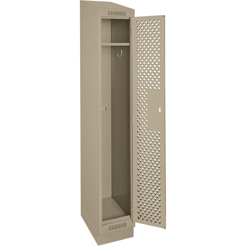 Clean Line Lockers, 12" x 12" x 82", Steel, Beige, Rivet (Assembled), Perforated Rideout Tool & Machine Inc.