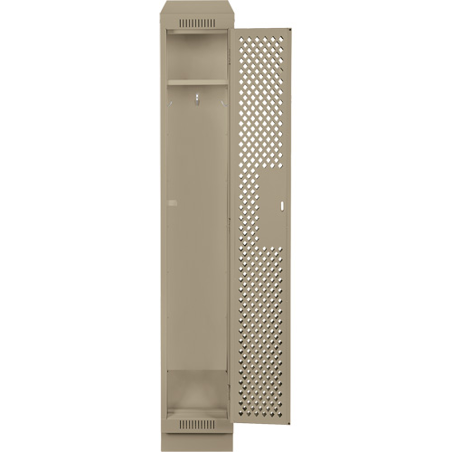 Clean Line Lockers, 12" x 12" x 82", Steel, Beige, Rivet (Assembled), Perforated Rideout Tool & Machine Inc.