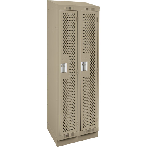 Clean Line Lockers, Bank of 2, 24" x 12" x 82", Steel, Beige, Rivet (Assembled), Perforated Rideout Tool & Machine Inc.