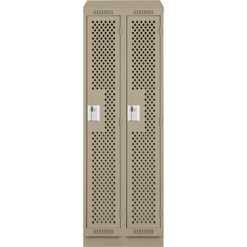 Clean Line Lockers, Bank of 2, 24" x 12" x 82", Steel, Beige, Rivet (Assembled), Perforated Rideout Tool & Machine Inc.