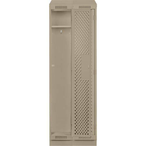 Clean Line Lockers, Bank of 2, 24" x 12" x 82", Steel, Beige, Rivet (Assembled), Perforated Rideout Tool & Machine Inc.