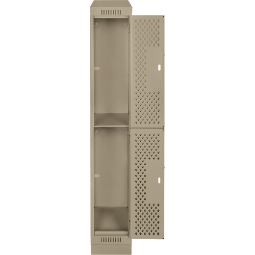 Clean Line Lockers, 2 -tier, 12" x 12" x 82", Steel, Beige, Rivet (Assembled), Perforated Rideout Tool & Machine Inc.