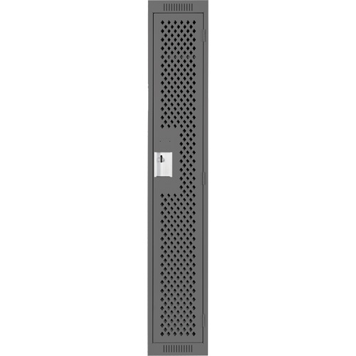 Clean Line Lockers, 12" x 15" x 72", Steel, Charcoal, Rivet (Assembled), Perforated Rideout Tool & Machine Inc.