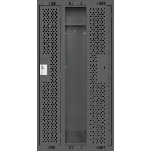 Clean Line Lockers, Bank of 3, 36" x 15" x 72", Steel, Charcoal, Rivet (Assembled), Perforated Rideout Tool & Machine Inc.