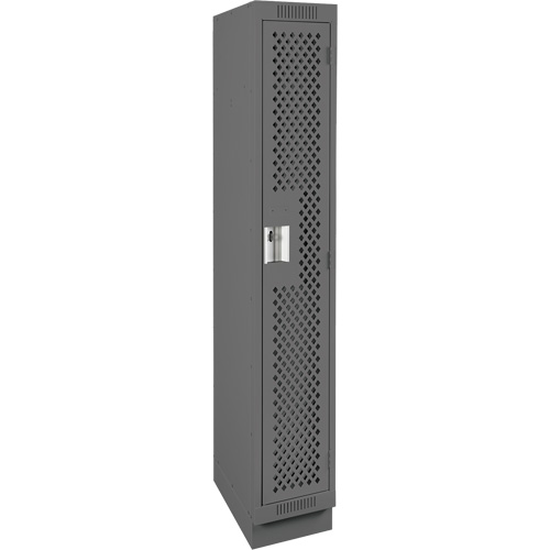 Clean Line Lockers, 12" x 15" x 76", Steel, Charcoal, Rivet (Assembled), Perforated Rideout Tool & Machine Inc.