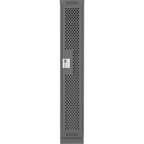 Clean Line Lockers, 12" x 15" x 76", Steel, Charcoal, Rivet (Assembled), Perforated Rideout Tool & Machine Inc.