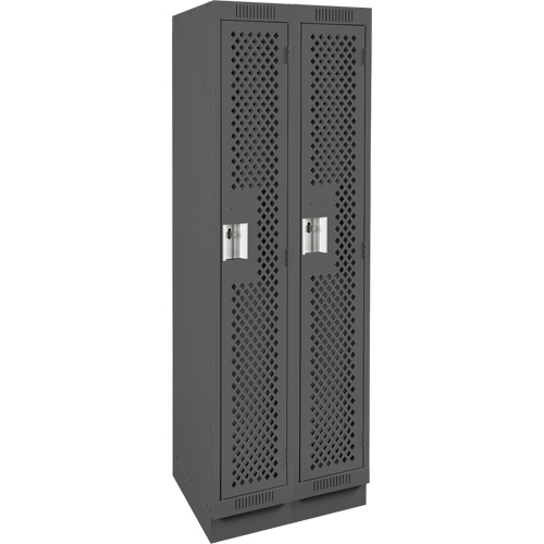 Clean Line Lockers, Bank of 2, 24" x 15" x 76", Steel, Charcoal, Rivet (Assembled), Perforated Rideout Tool & Machine Inc.