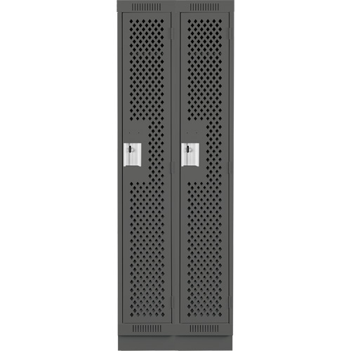 Clean Line Lockers, Bank of 2, 24" x 15" x 76", Steel, Charcoal, Rivet (Assembled), Perforated Rideout Tool & Machine Inc.
