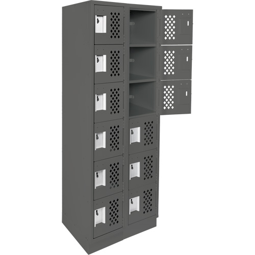 Assembled Lockerettes Clean Line Perforated Economy Lockers, 6 -tier, Bank of 2, 18" x 72" x 12", Steel Rideout Tool & Machine Inc.