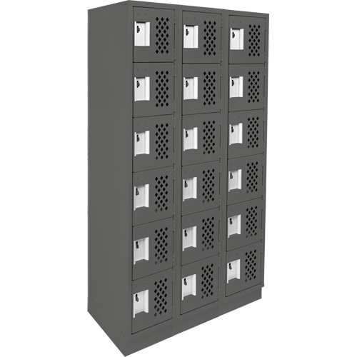 Assembled Lockerettes Clean Line Perforated Economy Lockers, 6 -tier, Bank of 3, 18" x 72" x 12", Steel Rideout Tool & Machine Inc.