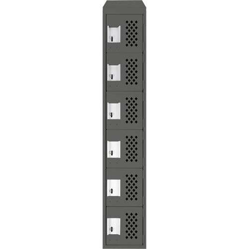 Assembled Lockerettes Clean Line Perforated Economy Lockers, 6 -tier, 18" x 72" x 12", Steel Rideout Tool & Machine Inc.