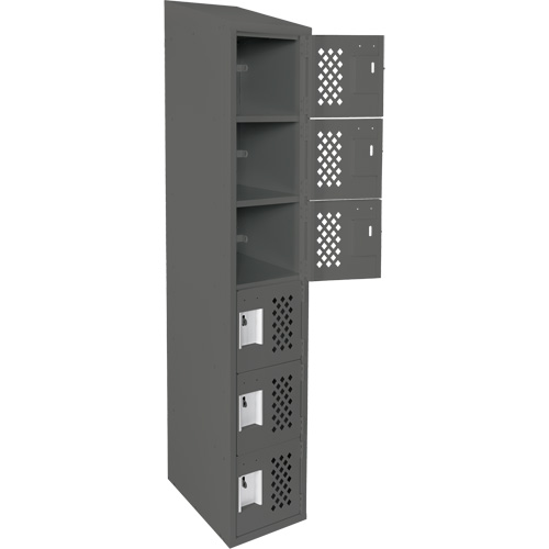 Assembled Lockerettes Clean Line Perforated Economy Lockers, 6 -tier, 18" x 72" x 12", Steel Rideout Tool & Machine Inc.