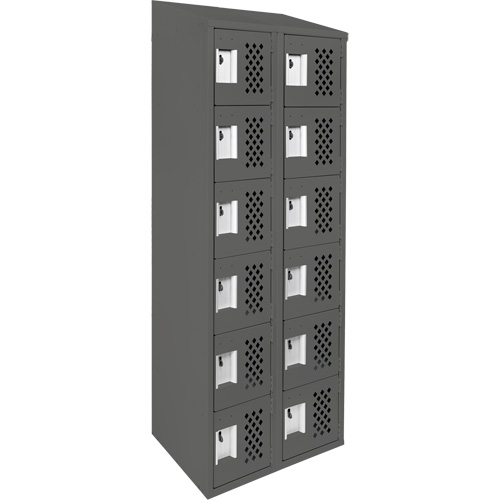 Assembled Lockerettes Clean Line Perforated Economy Lockers, 6 -tier, Bank of 2, 18" x 72" x 12", Steel Rideout Tool & Machine Inc.