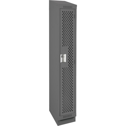 Clean Line Lockers, 12" x 12" x 82", Steel, Charcoal, Rivet (Assembled), Perforated Rideout Tool & Machine Inc.