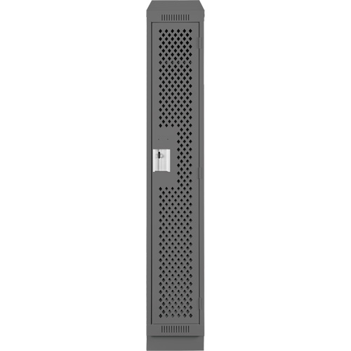 Clean Line Lockers, 12" x 12" x 82", Steel, Charcoal, Rivet (Assembled), Perforated Rideout Tool & Machine Inc.