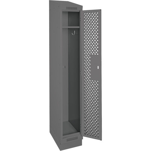 Clean Line Lockers, 12" x 12" x 82", Steel, Charcoal, Rivet (Assembled), Perforated Rideout Tool & Machine Inc.