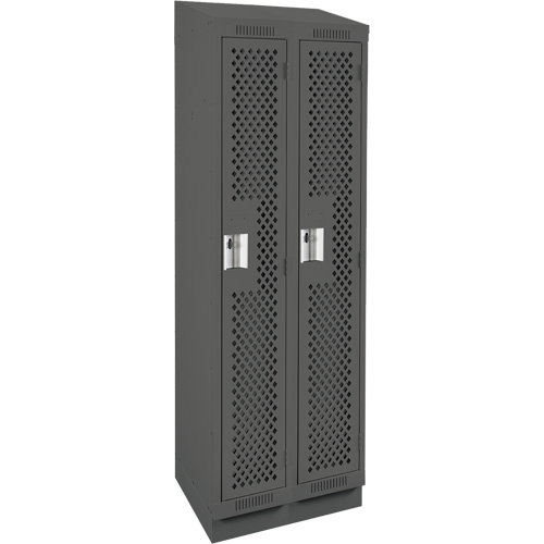 Clean Line Lockers, Bank of 2, 24" x 12" x 82", Steel, Charcoal, Rivet (Assembled), Perforated Rideout Tool & Machine Inc.