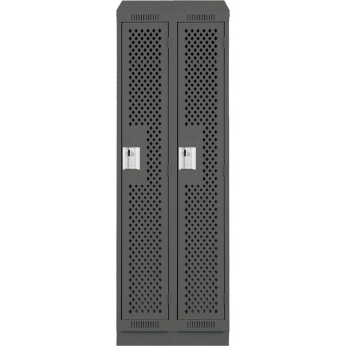 Clean Line Lockers, Bank of 2, 24" x 12" x 82", Steel, Charcoal, Rivet (Assembled), Perforated Rideout Tool & Machine Inc.
