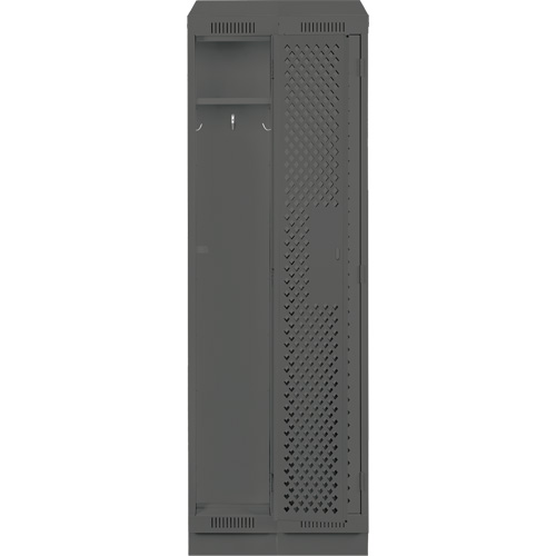 Clean Line Lockers, Bank of 2, 24" x 12" x 82", Steel, Charcoal, Rivet (Assembled), Perforated Rideout Tool & Machine Inc.