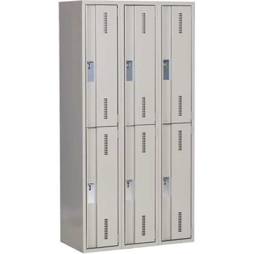 Concorde Heavy-Duty Lockers, 2 -tier, Bank of 3, 36" x 18" x 72", Steel, Grey, Welded (Assembled) Rideout Tool & Machine Inc.