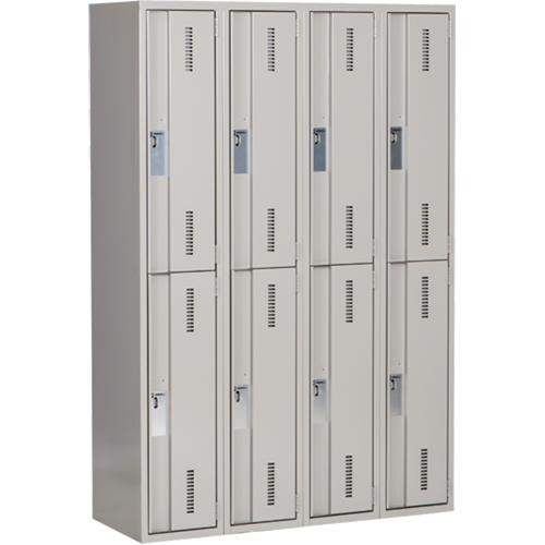 Concorde Heavy-Duty Lockers, 2 -tier, Bank of 4, 48" x 18" x 72", Steel, Grey, Welded (Assembled) Rideout Tool & Machine Inc.