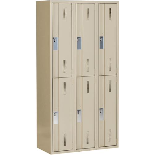 Concorde Heavy-Duty Lockers, 2 -tier, Bank of 3, 36" x 18" x 72", Steel, Beige, Welded (Assembled) Rideout Tool & Machine Inc.