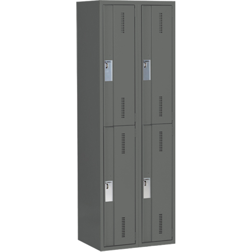 Concorde Heavy-Duty Lockers, 2 -tier, Bank of 2, 24" x 18" x 72", Steel, Charcoal, Welded (Assembled) Rideout Tool & Machine Inc.