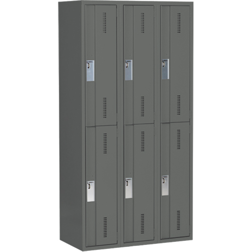 Concorde Heavy-Duty Lockers, 2 -tier, Bank of 3, 36" x 18" x 72", Steel, Charcoal, Welded (Assembled) Rideout Tool & Machine Inc.