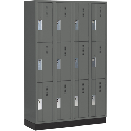 Concorde Heavy-Duty Lockers, 3 -tier, Bank of 4, 48" x 18" x 76", Steel, Charcoal, Welded (Assembled) Rideout Tool & Machine Inc.