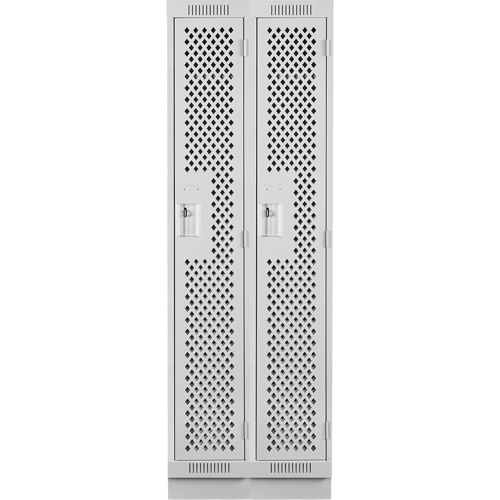 Clean Line Lockers, Bank of 2, 24" x 15" x 76", Steel, Grey, Rivet (Assembled), Perforated Rideout Tool & Machine Inc.