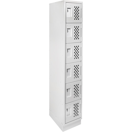 Assembled Lockerettes Clean Line Perforated Economy Lockers, 6 -tier, 18" x 72" x 12", Steel Rideout Tool & Machine Inc.
