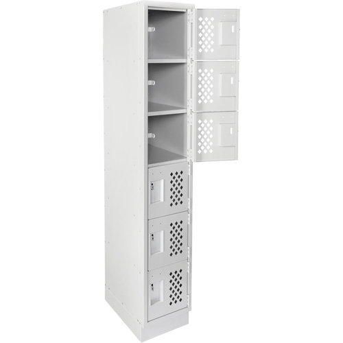 Assembled Lockerettes Clean Line Perforated Economy Lockers, 6 -tier, 18" x 72" x 12", Steel Rideout Tool & Machine Inc.