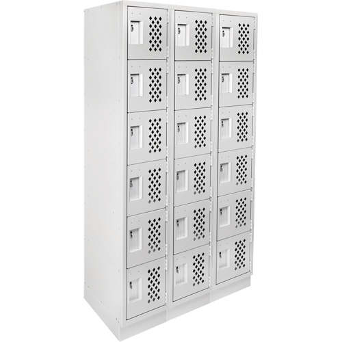 Assembled Lockerettes Clean Line Perforated Economy Lockers, 6 -tier, Bank of 3, 18" x 72" x 12", Steel Rideout Tool & Machine Inc.