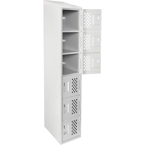 Assembled Lockerettes Clean Line Perforated Economy Lockers, 6 -tier, 18" x 72" x 12", Steel Rideout Tool & Machine Inc.