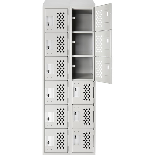 Assembled Lockerettes Clean Line Perforated Economy Lockers, 6 -tier, Bank of 2, 18" x 72" x 12", Steel Rideout Tool & Machine Inc.