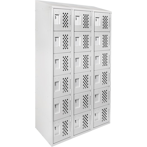 Assembled Lockerettes Clean Line Perforated Economy Lockers, 6 -tier, Bank of 3, 18" x 72" x 12", Steel Rideout Tool & Machine Inc.