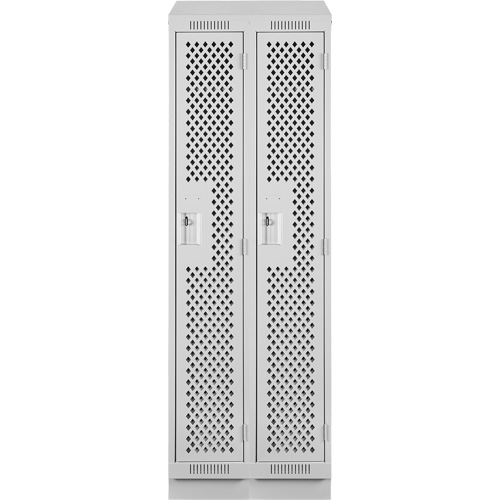 Clean Line Lockers, Bank of 2, 24" x 12" x 82", Steel, Grey, Rivet (Assembled), Perforated Rideout Tool & Machine Inc.