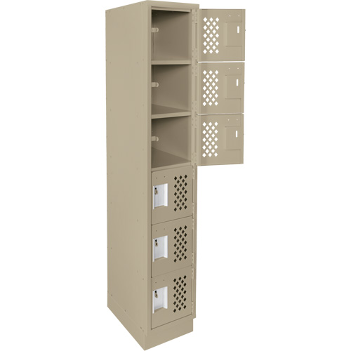 Assembled Lockerettes Clean Line Perforated Economy Lockers, 6 -tier, 18" x 72" x 12", Steel Rideout Tool & Machine Inc.