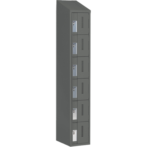 Concorde Heavy-Duty Lockers, 6 -tier, 12" x 18" x 78", Steel, Charcoal, Welded (Assembled) Rideout Tool & Machine Inc.