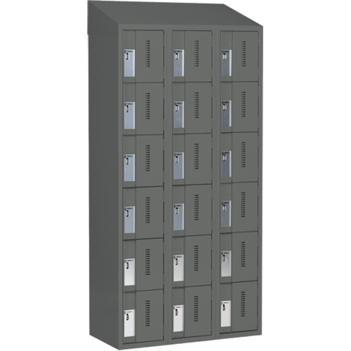 Concorde Heavy-Duty Lockers, 6 -tier, Bank of 3, 36" x 18" x 78", Steel, Charcoal, Welded (Assembled) Rideout Tool & Machine Inc.