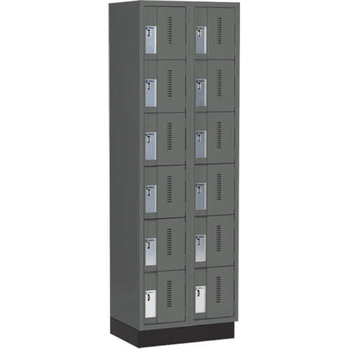 Concorde Heavy-Duty Lockers, 6 -tier, Bank of 2, 24" x 18" x 76", Steel, Charcoal, Welded (Assembled) Rideout Tool & Machine Inc.