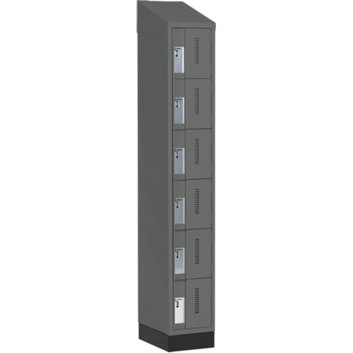 Concorde Heavy-Duty Lockers, 6 -tier, 12" x 18" x 82", Steel, Charcoal, Welded (Assembled) Rideout Tool & Machine Inc.
