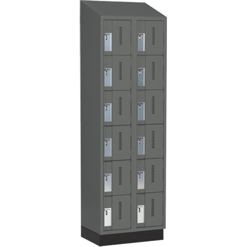 Concorde Heavy-Duty Lockers, 6 -tier, Bank of 2, 24" x 18" x 82", Steel, Charcoal, Welded (Assembled) Rideout Tool & Machine Inc.