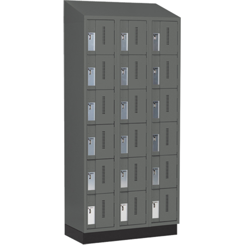 Concorde Heavy-Duty Lockers, 6 -tier, Bank of 3, 36" x 18" x 82", Steel, Charcoal, Welded (Assembled) Rideout Tool & Machine Inc.