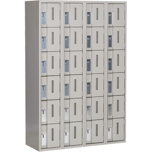 Concorde Heavy-Duty Lockers, 6 -tier, Bank of 4, 48" x 18" x 72", Steel, Grey, Welded (Assembled) Rideout Tool & Machine Inc.