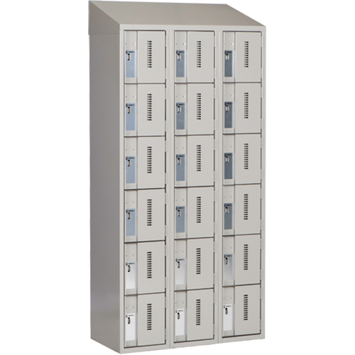 Concorde Heavy-Duty Lockers, 6 -tier, Bank of 3, 36" x 18" x 78", Steel, Grey, Welded (Assembled) Rideout Tool & Machine Inc.