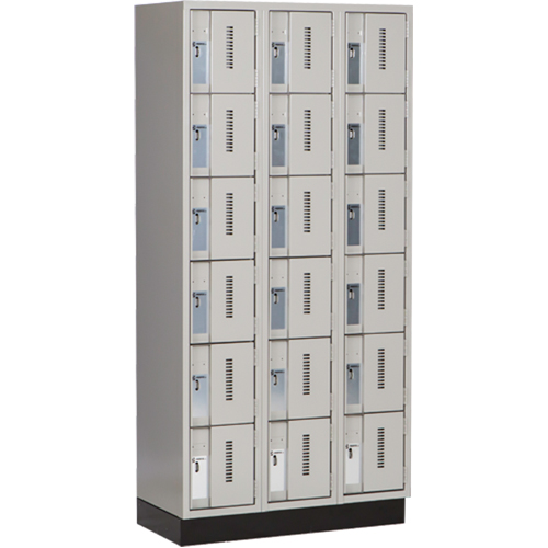 Concorde Heavy-Duty Lockers, 6 -tier, Bank of 3, 36" x 18" x 76", Steel, Grey, Welded (Assembled) Rideout Tool & Machine Inc.