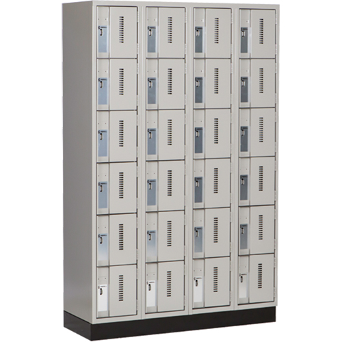 Concorde Heavy-Duty Lockers, 6 -tier, Bank of 4, 48" x 18" x 76", Steel, Grey, Welded (Assembled) Rideout Tool & Machine Inc.